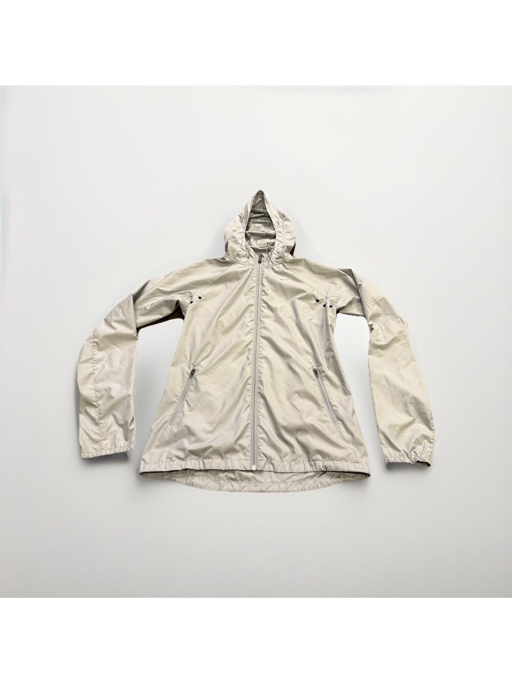 Nike Womens Silver Vapor Running Lightweight Full Zip Hooded Jacket Size S